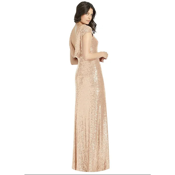 NEW Dessy Collection Size 12 Elle Sequin Cowl Back Cinnamon Dress $292 msrp J2-6 - Picture 2 of 10